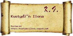 Kustyán Ilona névjegykártya